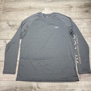 AFTCO Shirt Mens Medium Gray Long Sleeve Performance Fishing UPF Lightweight